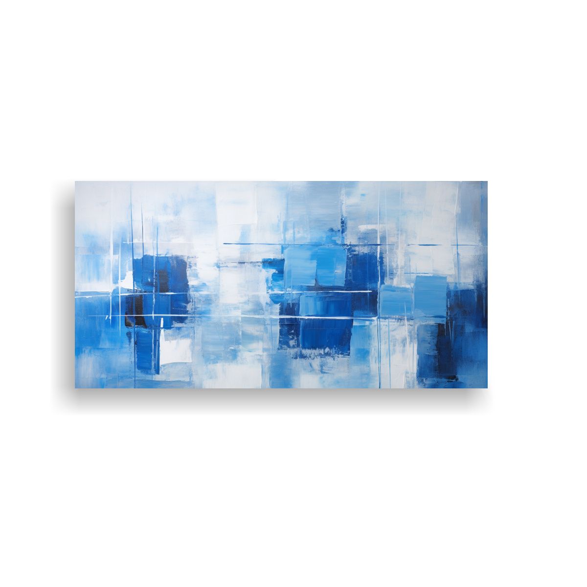 GENERICO - Cuadro Abstracto De Tonos Azules Para Decorar 80x40 Cm