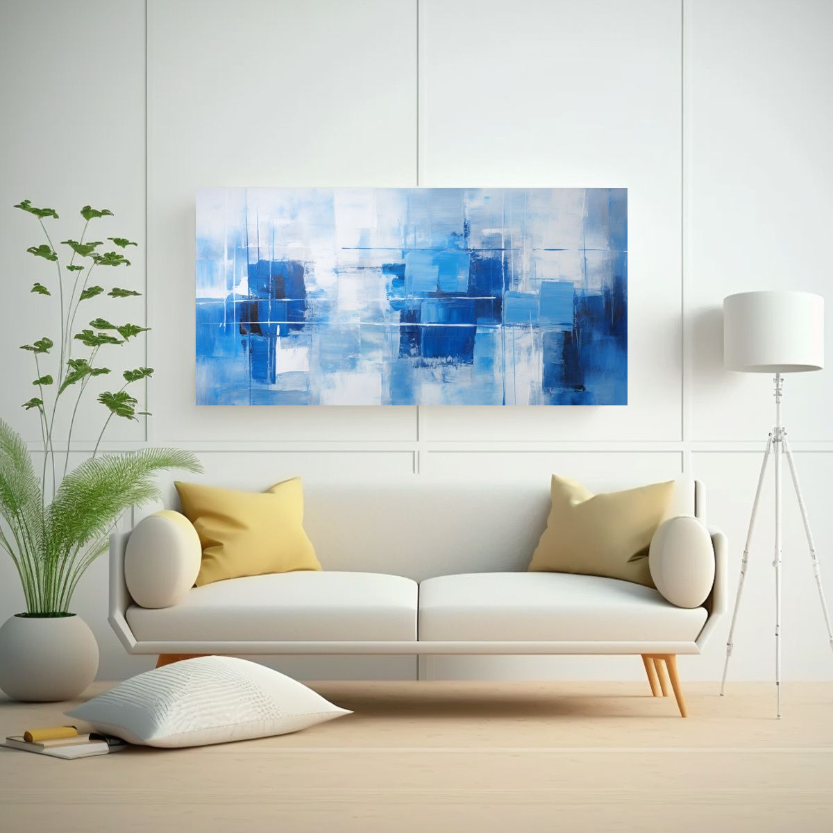 GENERICO - Cuadro Abstracto De Tonos Azules Para Decorar 80x40 Cm