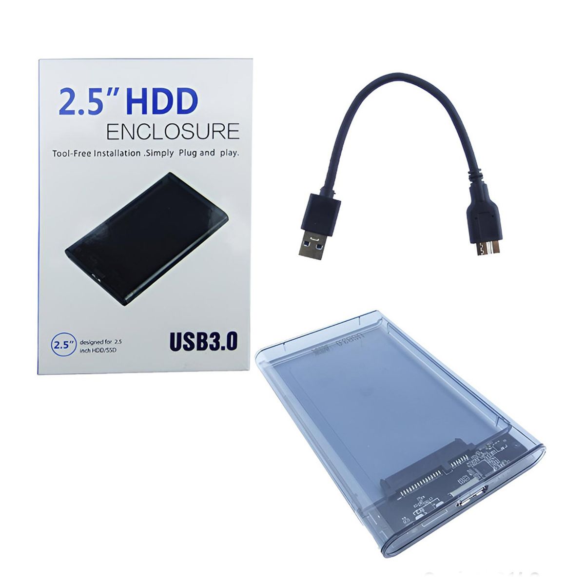 EON - Cofre Case Transparente Para Disco Duro Sata 2.5 Usb 3.0