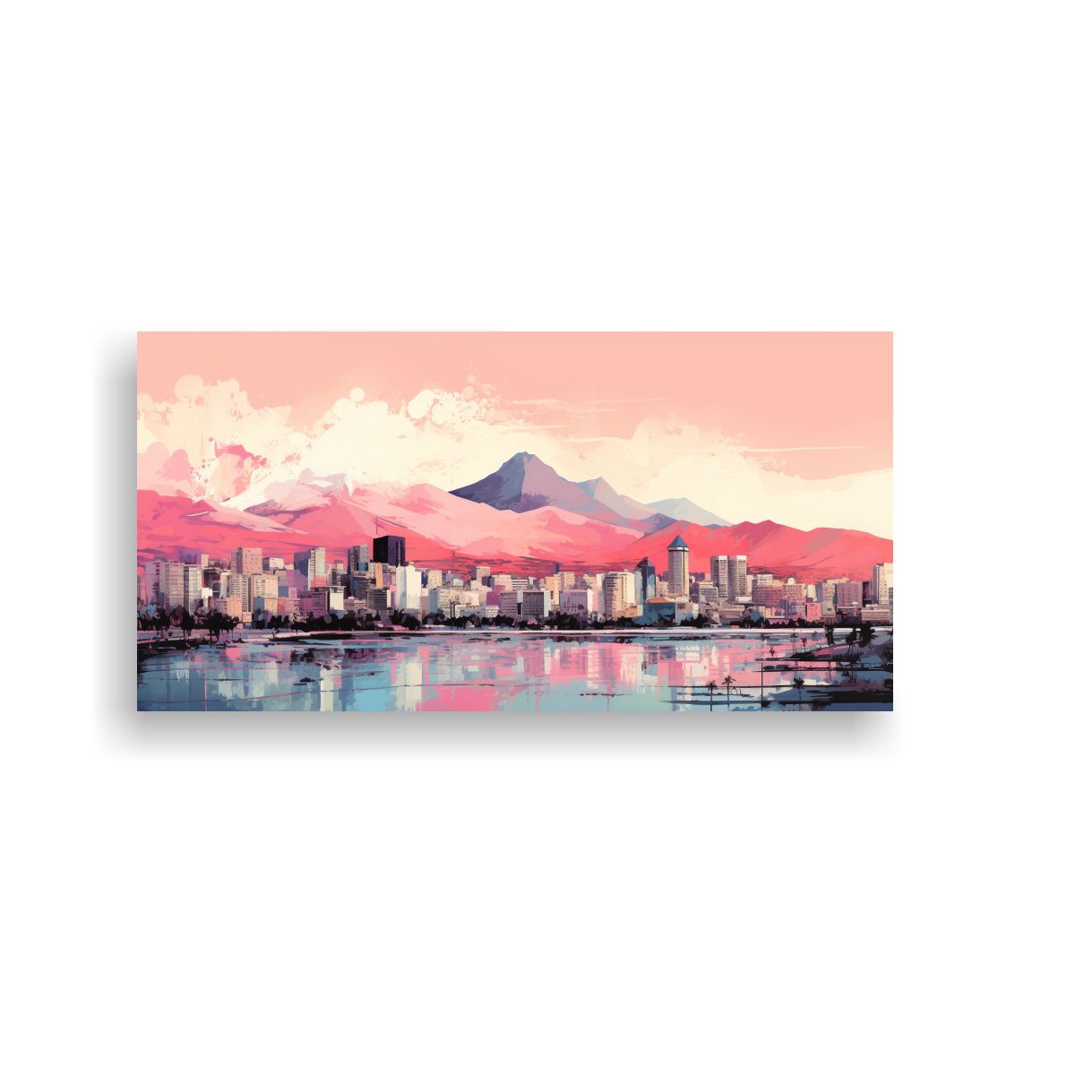 GENERICO - Pintura Cuadro Patrón Intenso Santiago En Chile 60x30 Cm