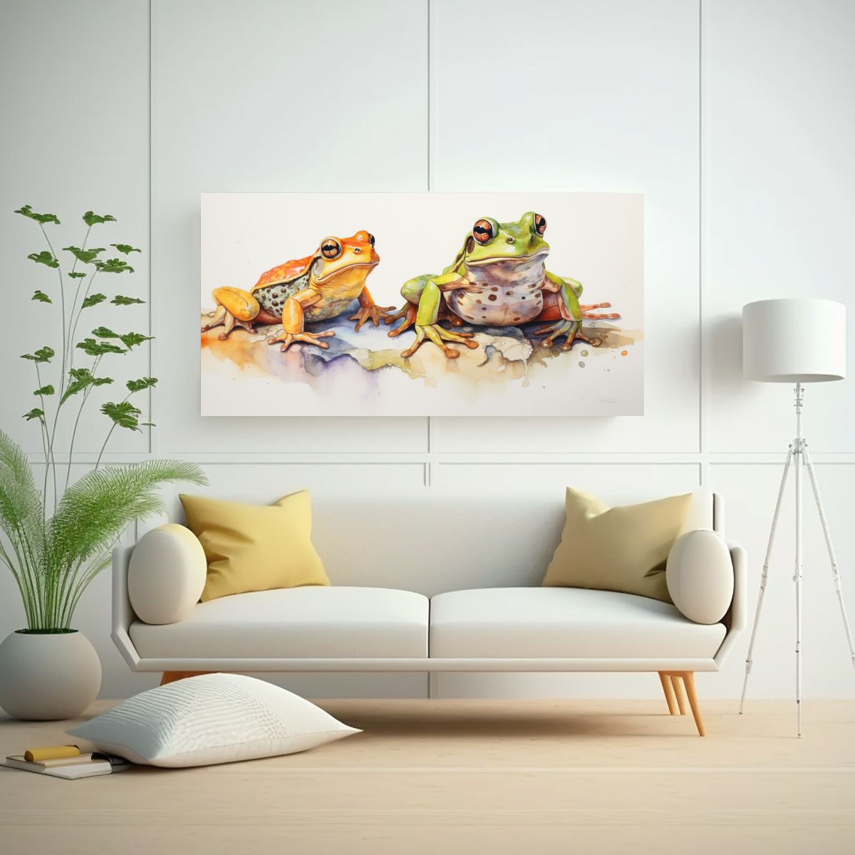 GENERICO - Pinturas Acuarela Coloridas Tema Ranas Y Sapos 100x50 Cm