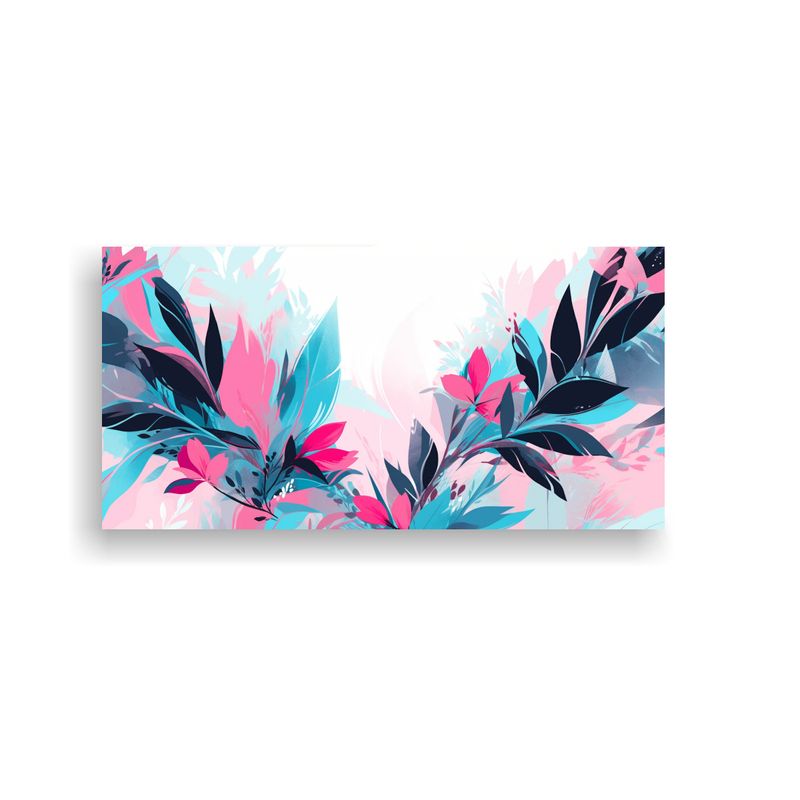 GENERICO - Tela En Bastidor Diseño Belleza Turquesa Y Rosa 60x30 Cm