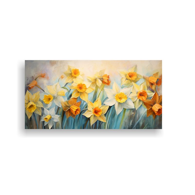GENERICO - Pintura Abstracta De Narcisos En Estilo óleo De 80x40 Cm