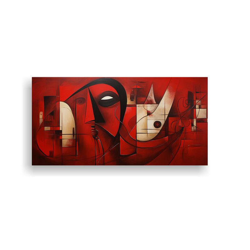 GENERICO - Arte Comedor Cuadros Abstractos Rojos 80x40 Cm