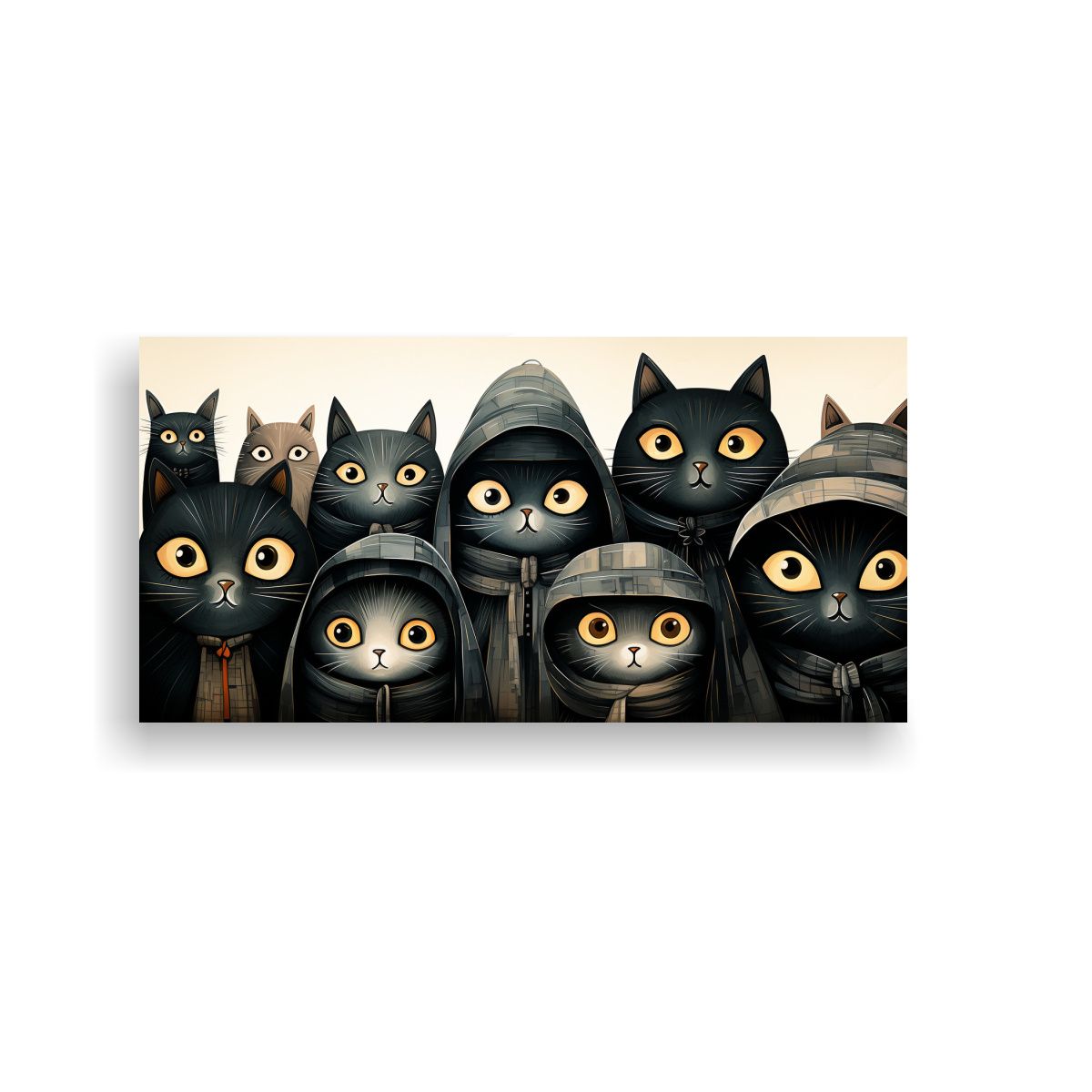 GENERICO - Pintura Abstracta Armonía Gatos Negros Suéter 80x40 Cm