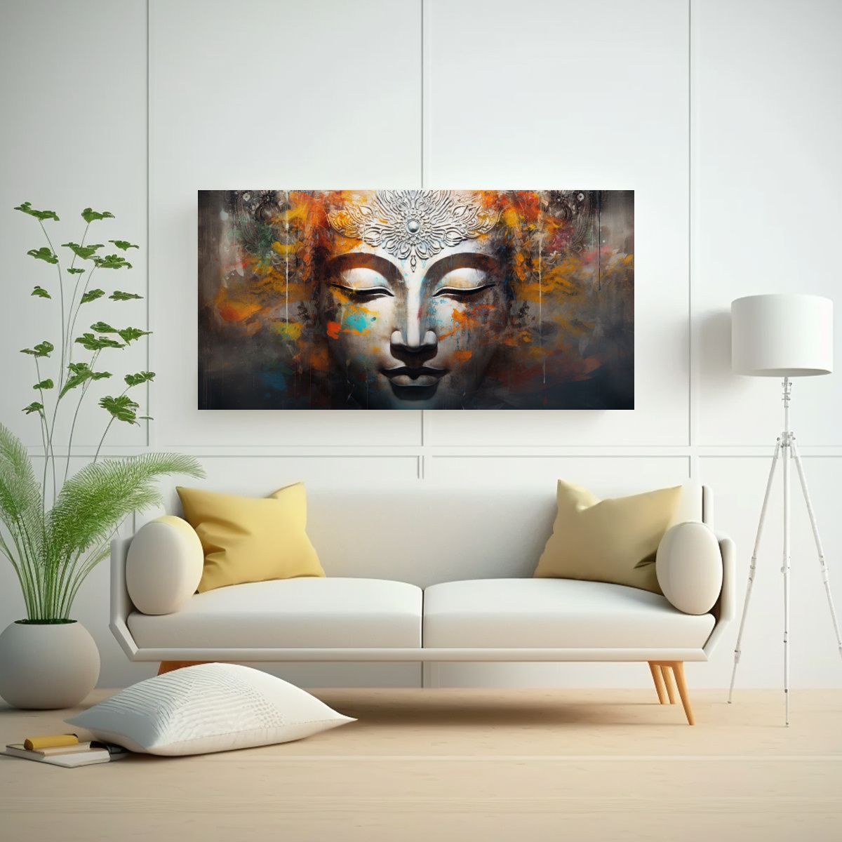 GENERICO - Pintura Abstracta Moderna De Rostro De Buda En 60x30 Cm