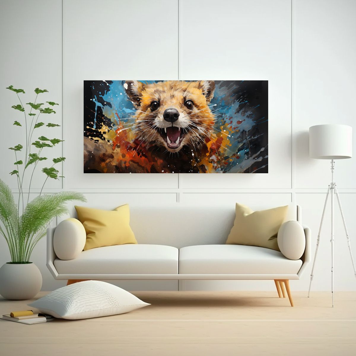 GENERICO - Cuadros Estética Hermosa Weasels En Acuarelas Y 100x50 Cm