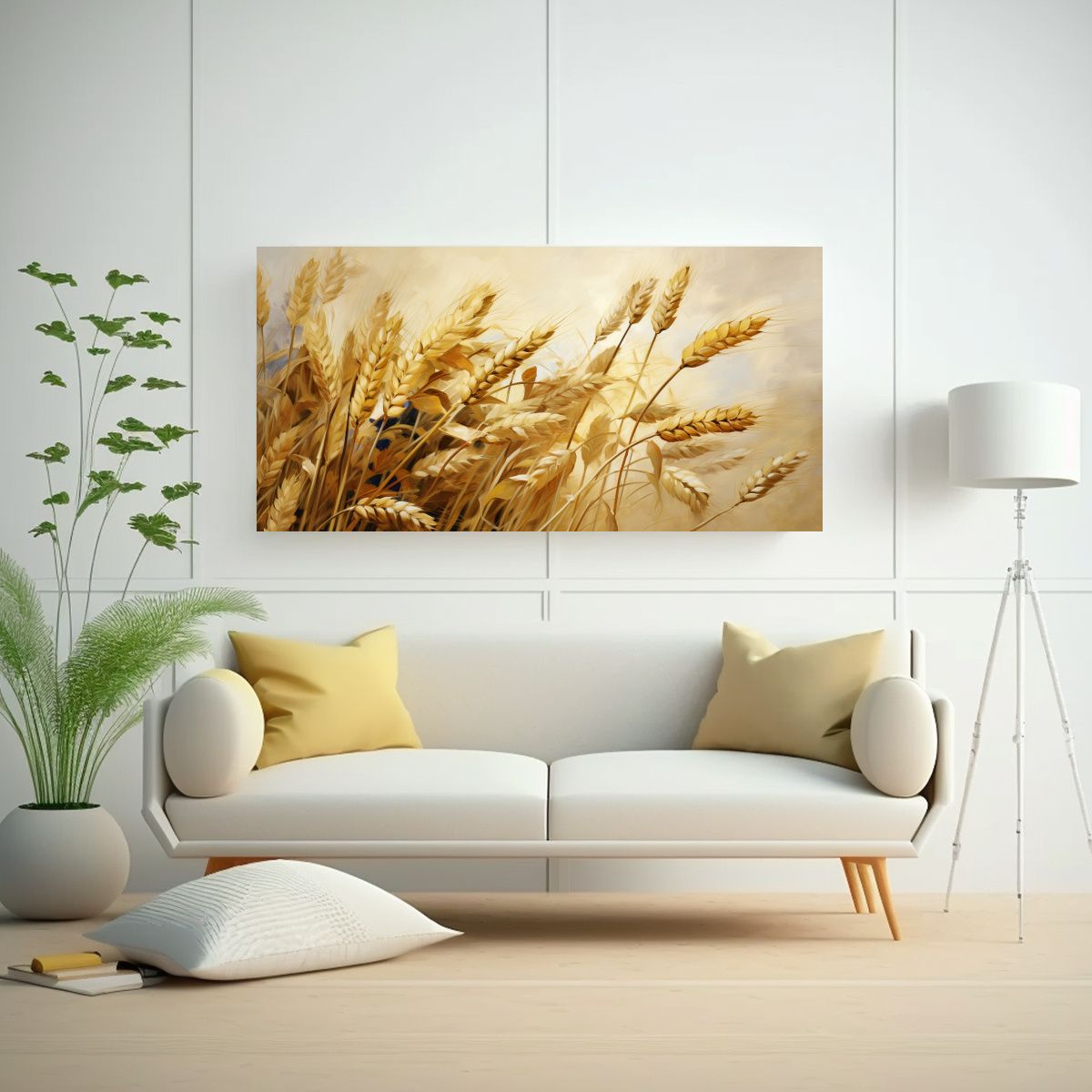 GENERICO - Pintura Abstracta De Avena Y Granos En Lienzo 80x40 Cm