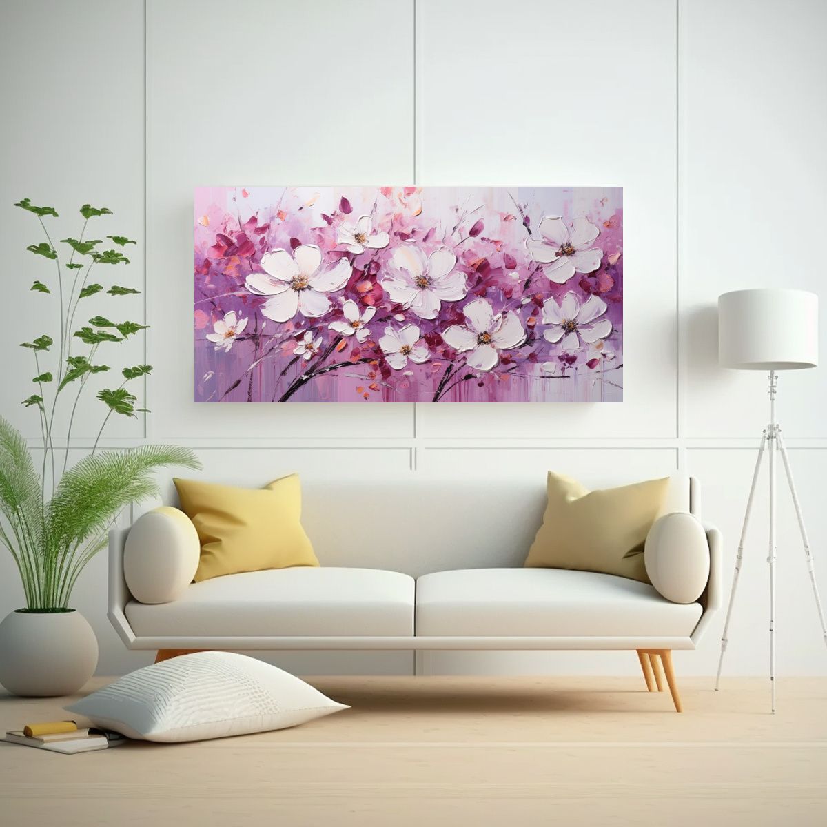 GENERICO - Tela En Bastidor Vanguardia Elegante Con Flores 60x30 Cm