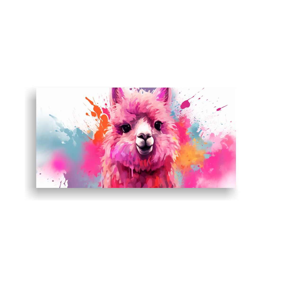 GENERICO - Cuadro Decorativo Alpaca En Colores Pastel Y Rosa 80x40 Cm