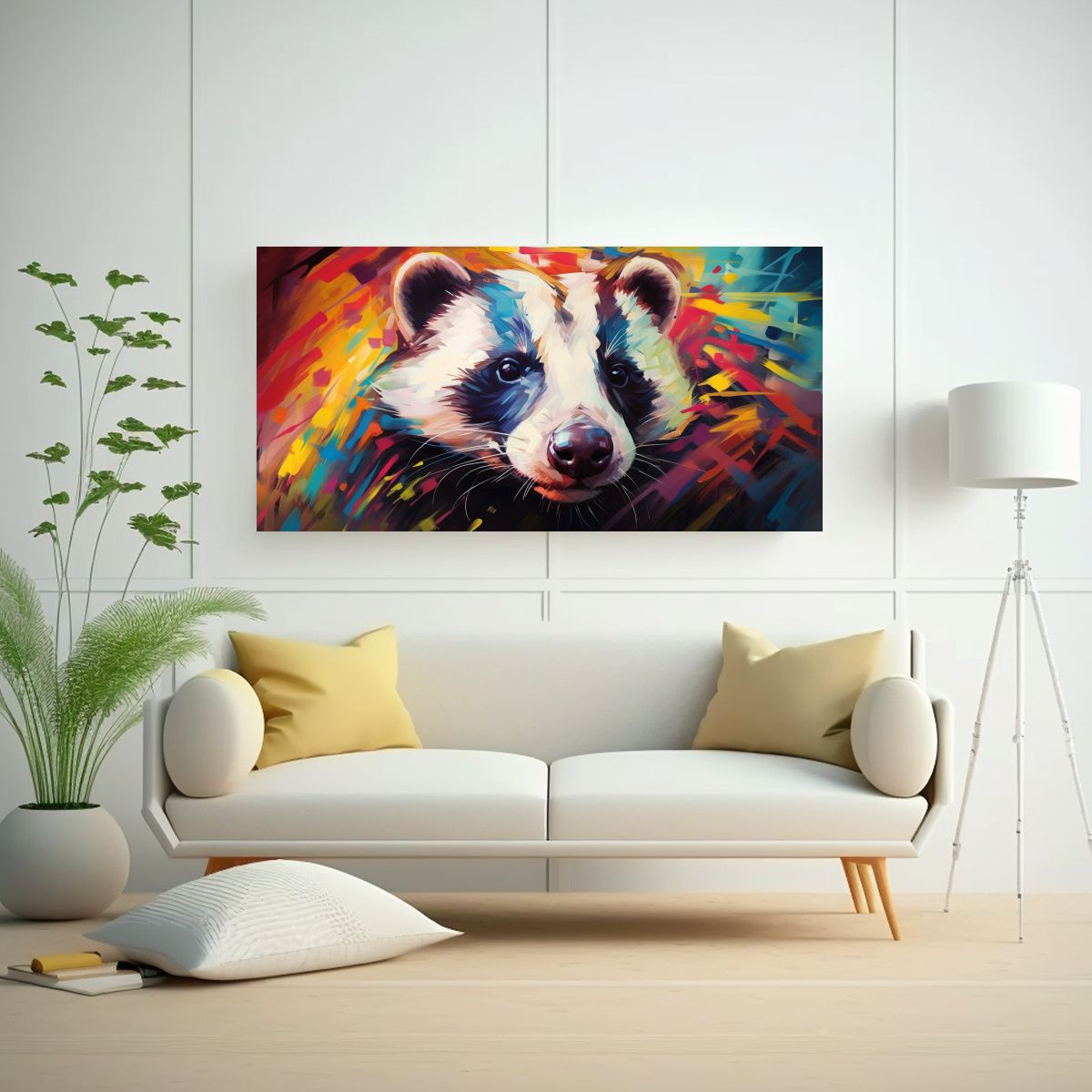 GENERICO - Pintura Al Estilo óleo De Tejón Colorido En 100x50 Cm