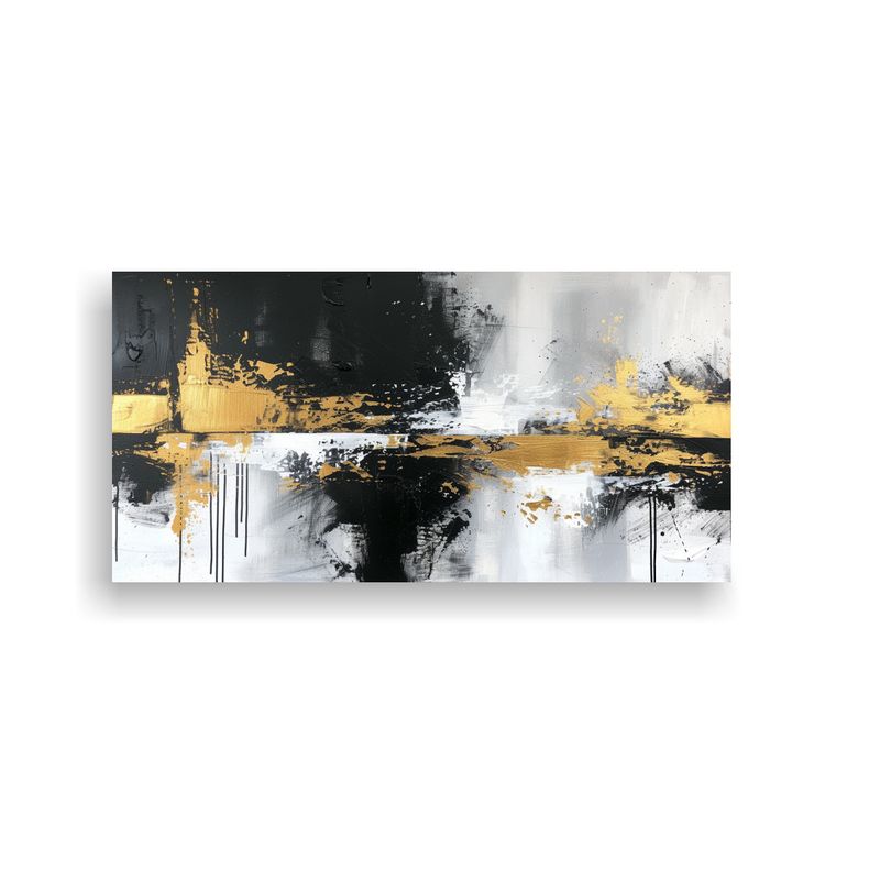 GENERICO - Cuadro Abstracto Blanco Y Negro Enmarcado En 80x40 Cm