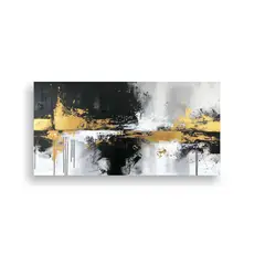 GENERICO - Cuadro Abstracto Blanco Y Negro Enmarcado En 80x40 Cm