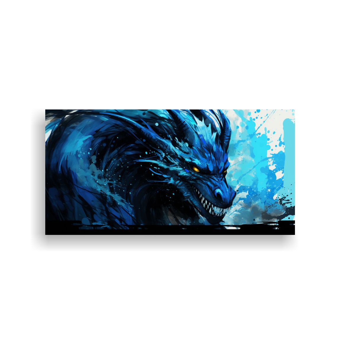GENERICO - Pintura Minimalista De Dragón En Negro Y Azul 100x50 Cm