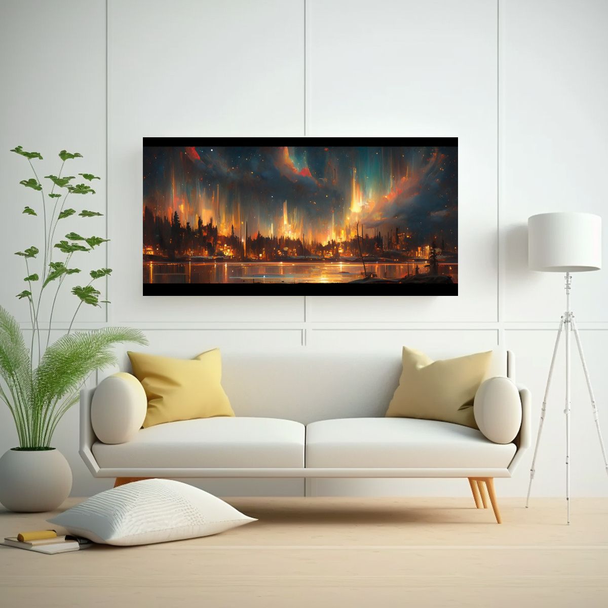 GENERICO - Cuadro Abstracto De Northern Lights En Tonos 80x40 Cm
