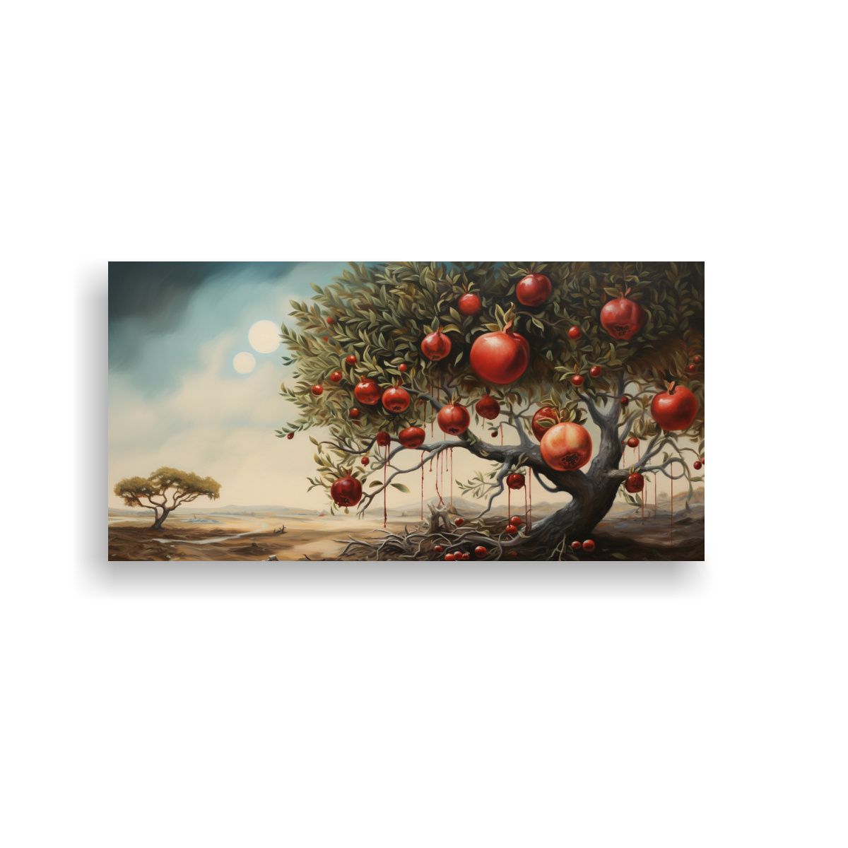 GENERICO - Pintura Abstracta Detallada De Granado Para 100x50 Cm