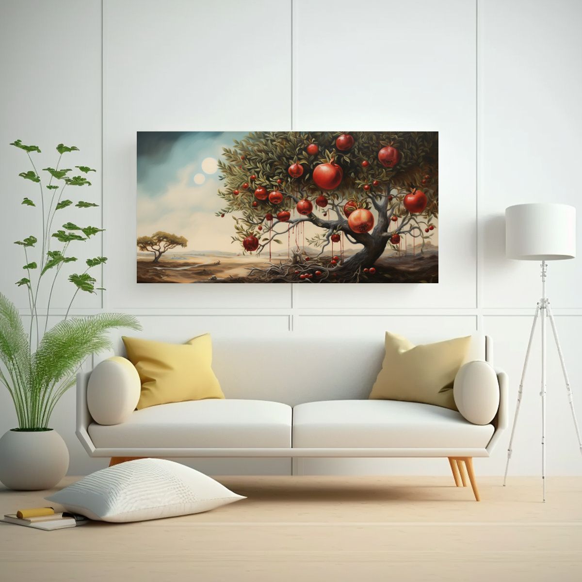 GENERICO - Pintura Abstracta Detallada De Granado Para 100x50 Cm