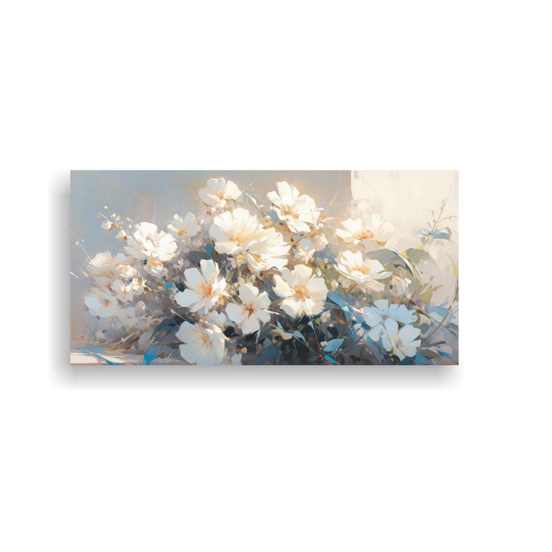 GENERICO - Pintura De Flores En Colores Blancos Sobre Lienzo 60x30 Cm