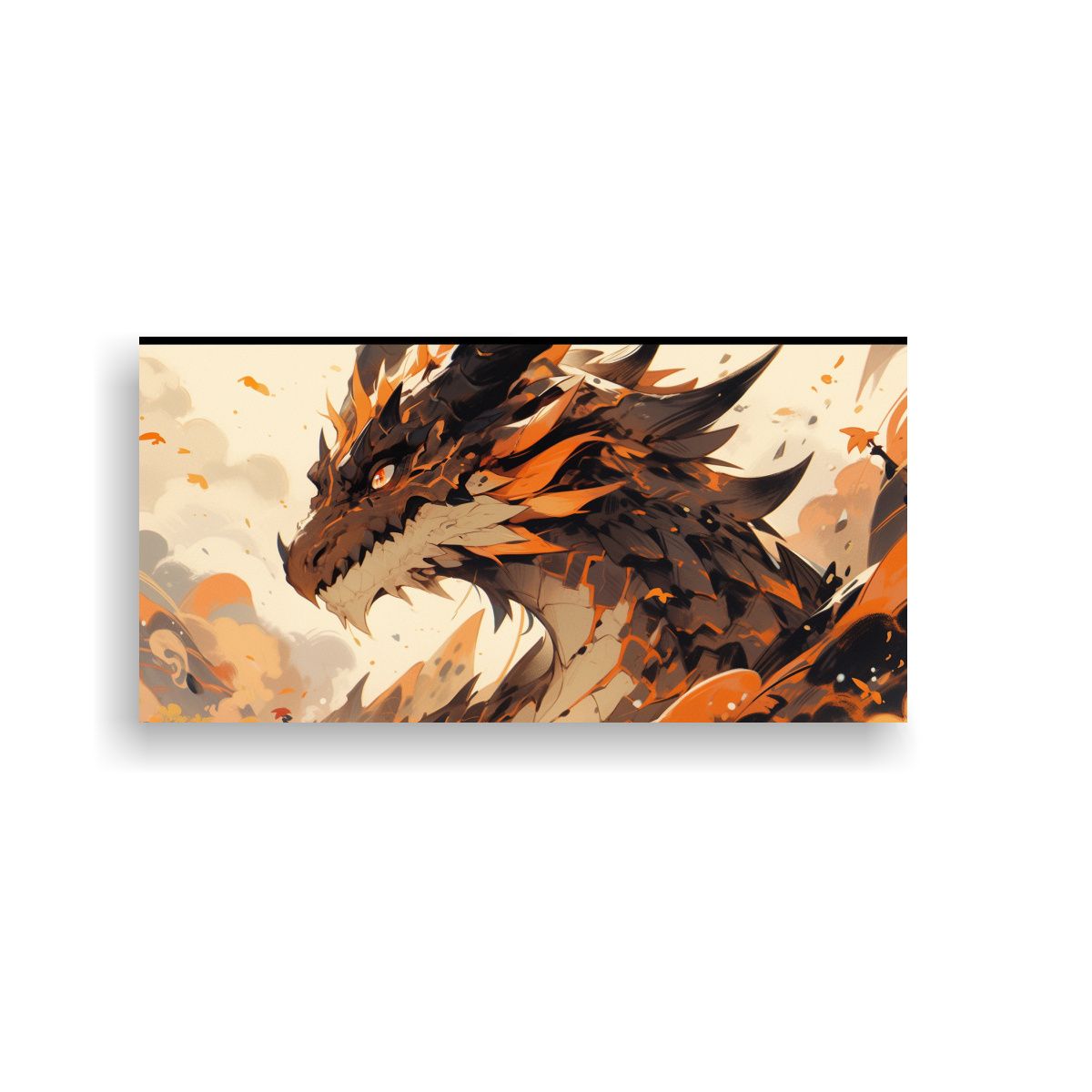 GENERICO - Cuadro Exuberante De Dragón En Tonos Marrón Y 100x50 Cm