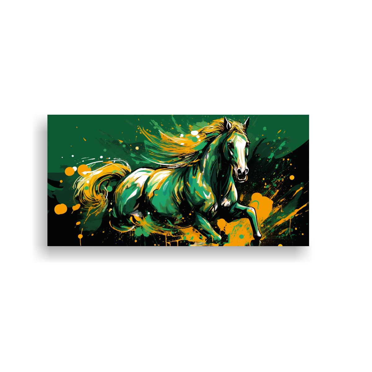 GENERICO - Pintura Decorativa Moderna Caballo En Verde Y 80x40 Cm