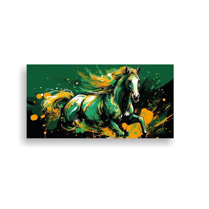 GENERICO - Pintura Decorativa Moderna Caballo En Verde Y 80x40 Cm