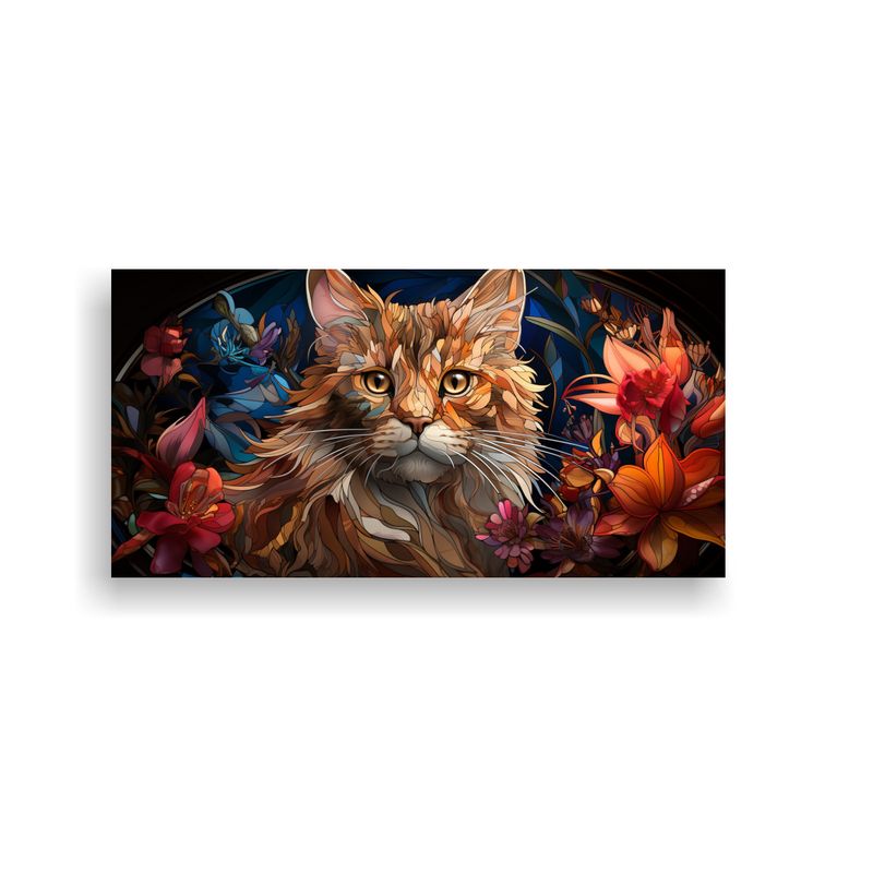 GENERICO - Ventana De Vidrio Manchado De Un Gato Adorable En 100x50 Cm
