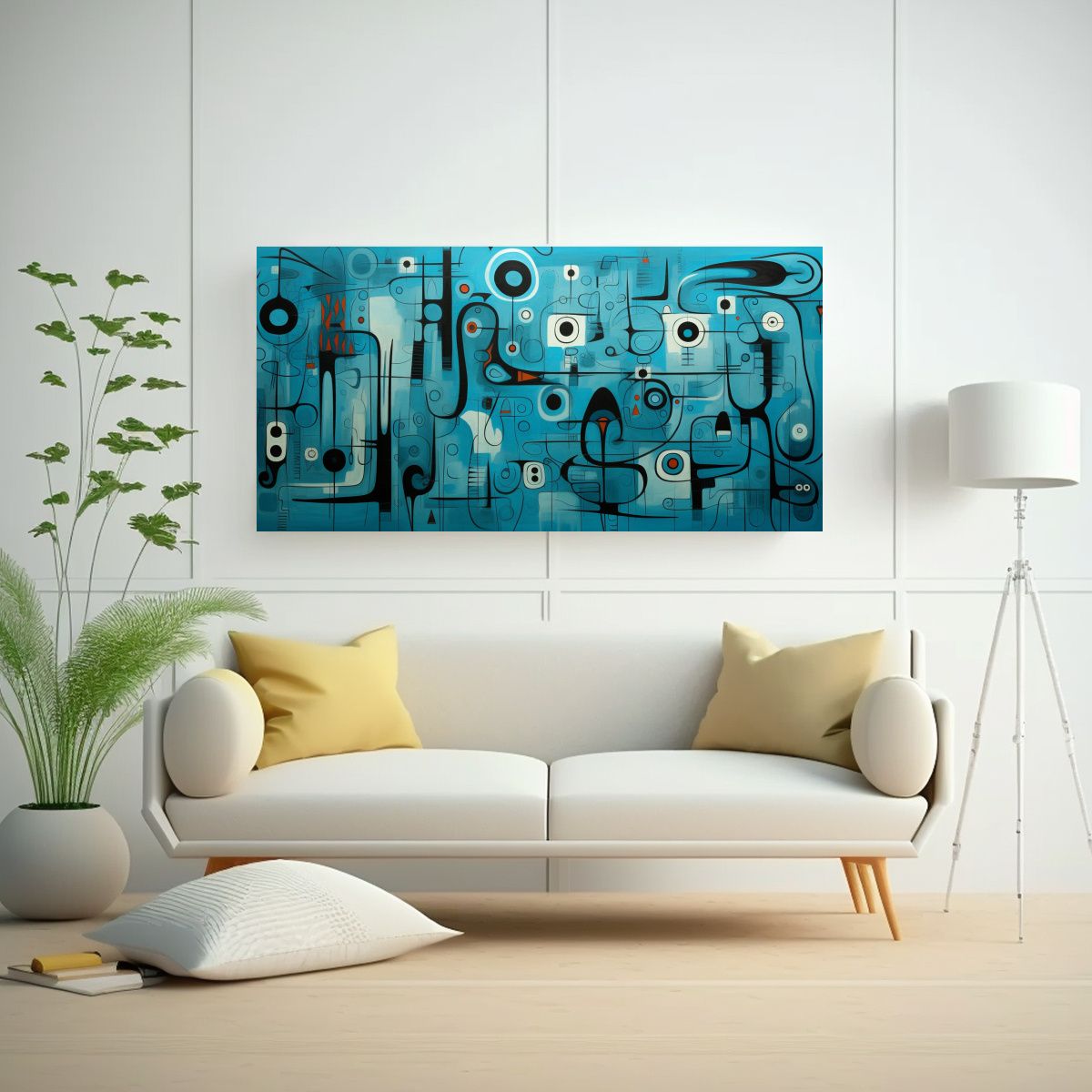 GENERICO - Cuadros Abstractos Turquesa Para Decoración Con 80x40 Cm