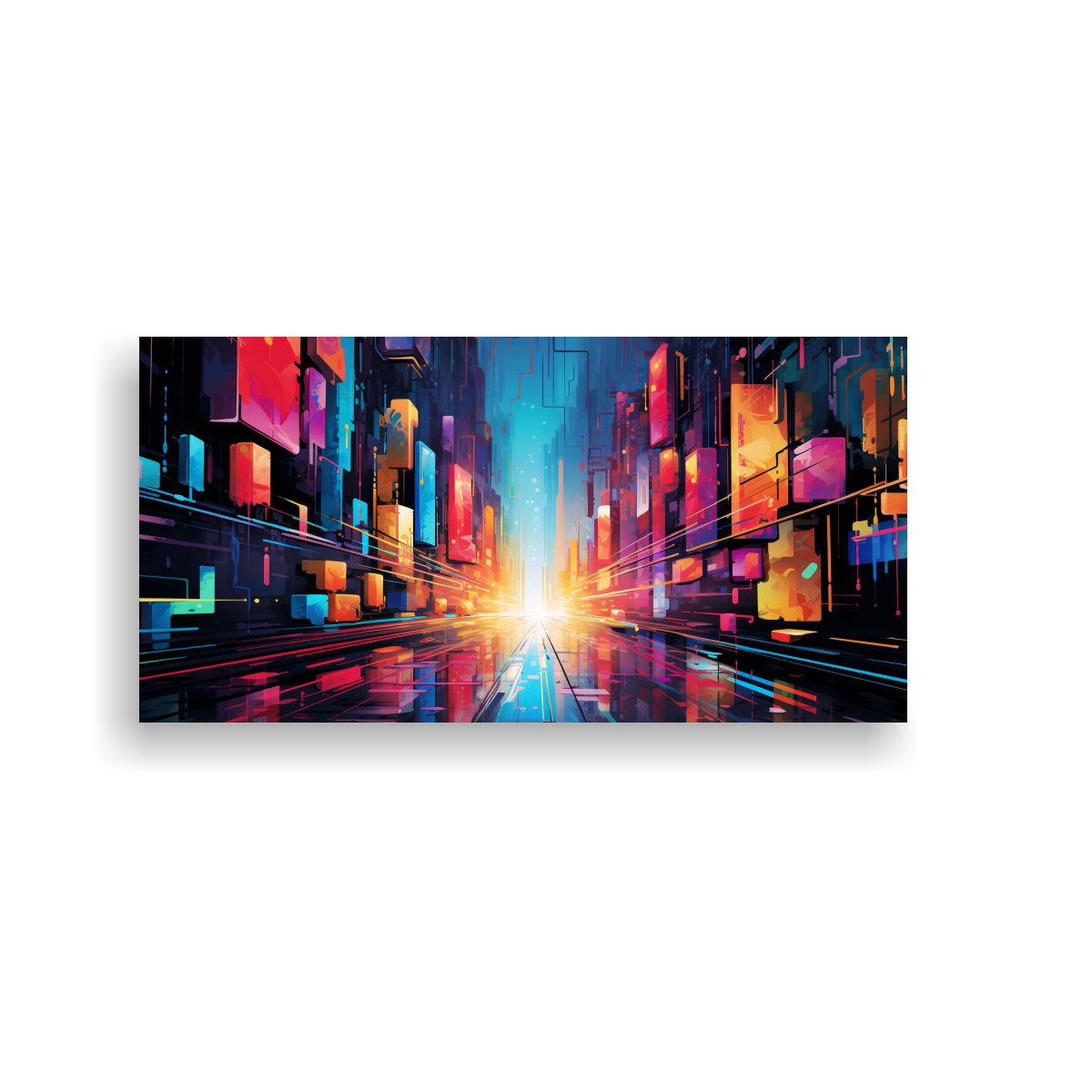 GENERICO - Cuadro Abstracto Futurista Metrópoli Inspiradora 60x30 Cm