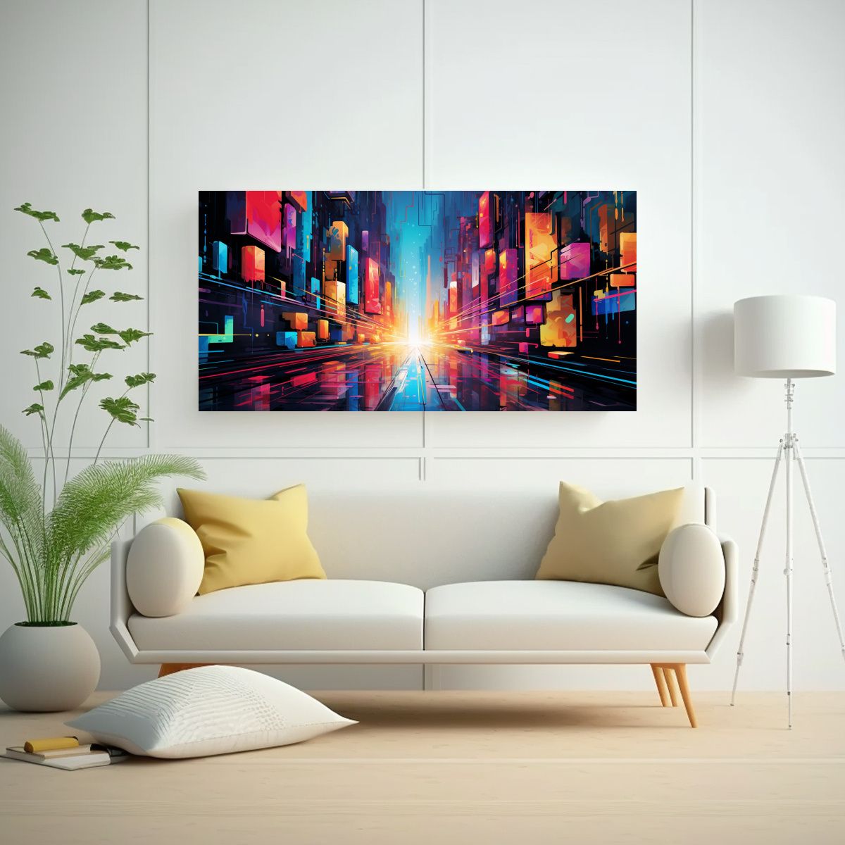 GENERICO - Cuadro Abstracto Futurista Metrópoli Inspiradora 60x30 Cm
