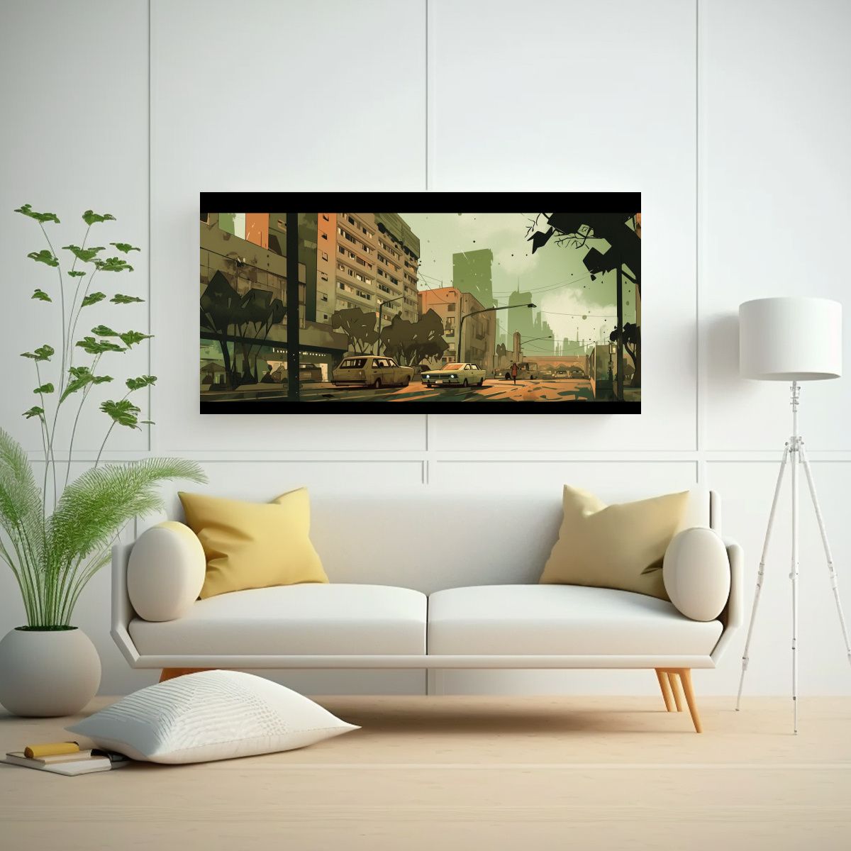 GENERICO - Cuadro Urbano Impreso De Santiago En Chile En 100x50 Cm