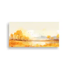 GENERICO - Paisaje Otoñal Con Colores Dorados En Arte Pop 60x30 Cm
