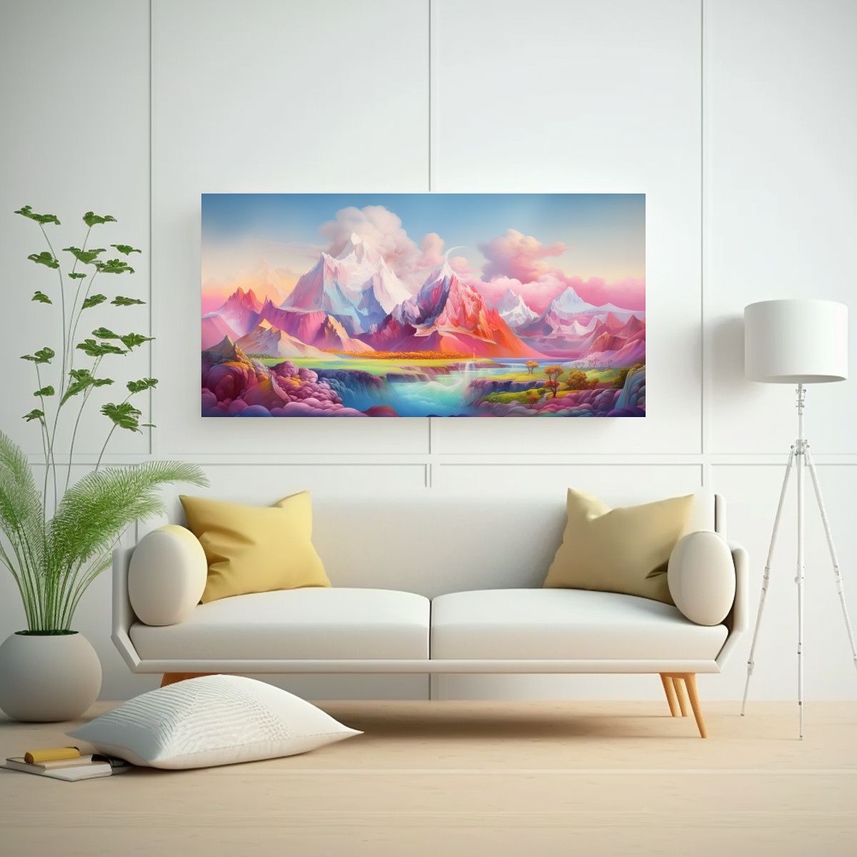 GENERICO - Pintura De Montañas Famosas Con Arcoíris Y 100x50 Cm