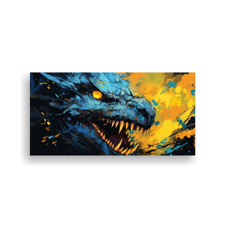 GENERICO - Pintura De Pared Dragón En Amarillo Y Azul 100x50 Cm