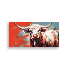 GENERICO - Pintura Surrealista De Una Vaca Angus En Blanco Y 60x30 Cm