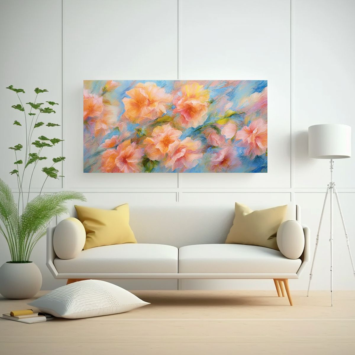 GENERICO - Pintura Floral Rosada En Bastidor Para 80x40 Cm