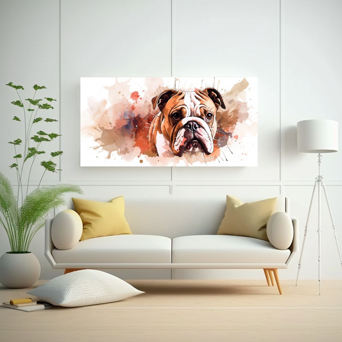 GENERICO - Cuadro Moderno Esquema Bulldog En Tonos Pastel Y 80x40 Cm