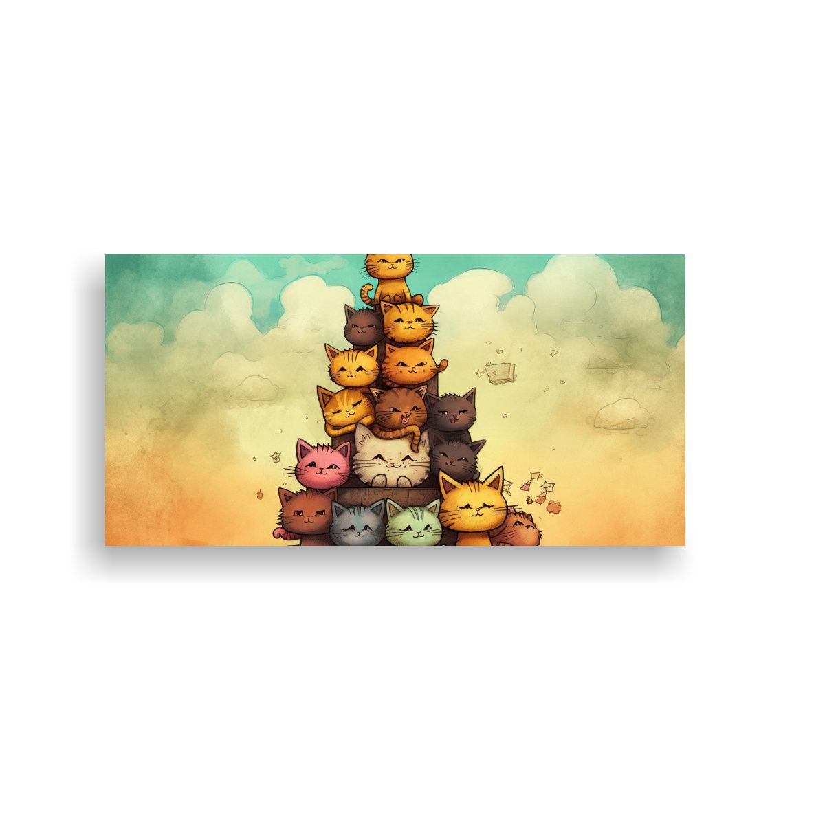 GENERICO - Cuadros Decorativos De Gatos En Colores Perched 80x40 Cm