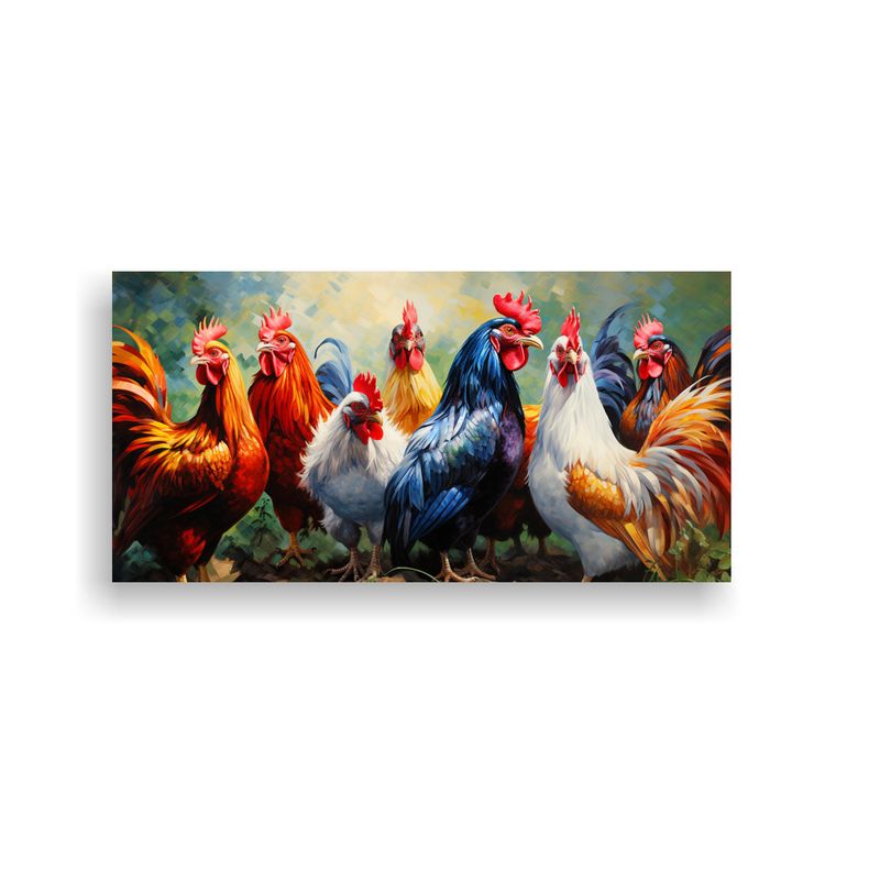 GENERICO - Pintura Al Estilo óleo Colorida De Gallinas Y 60x30 Cm