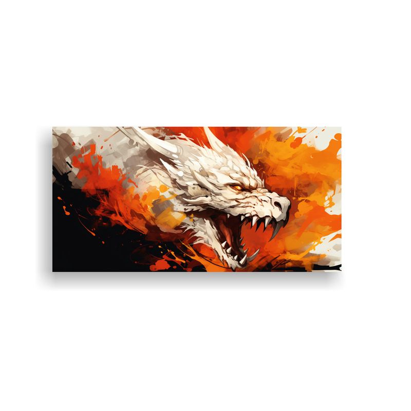 GENERICO - Pintura Vanguardista Dragón Blanco Y Naranja 80x40 Cm