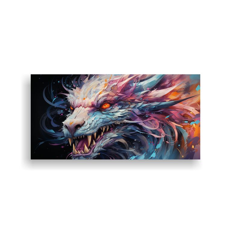 GENERICO - Cuadro Visual De Un Dragón En Colores Arcoíris 80x40 Cm