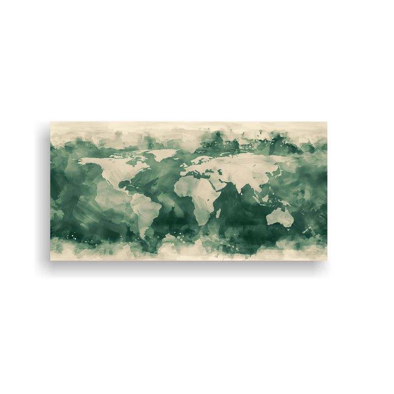 GENERICO - Pintura Abstracta Del Mundo En Verde Con Tinta 80x40 Cm