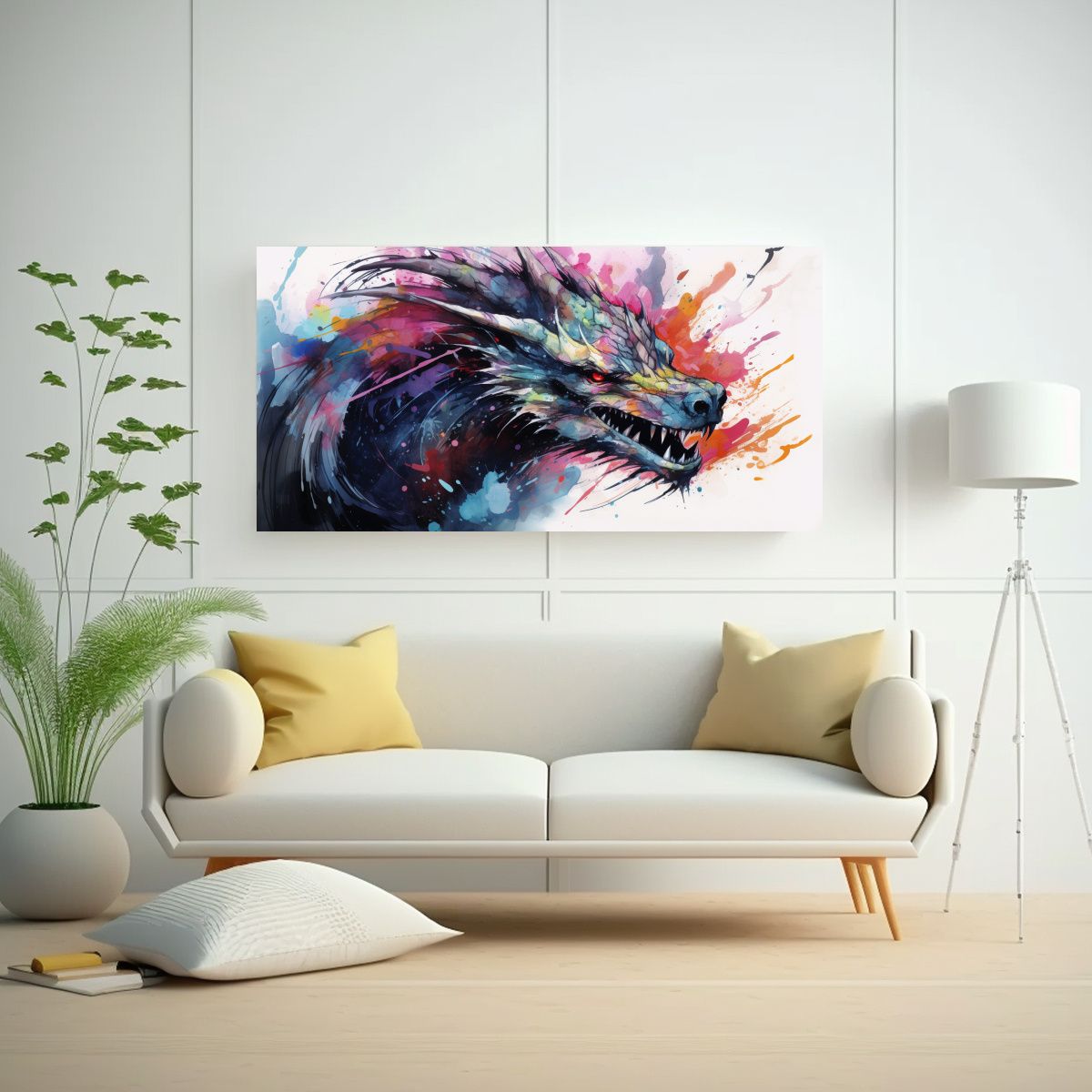 GENERICO - Pintura Espectacular Vida De Dragón En Colores 100x50 Cm