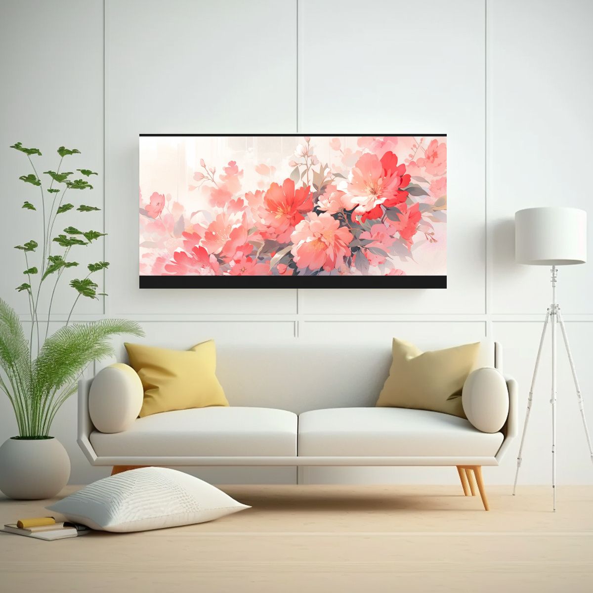 GENERICO - Cuadro Abstracto Simplicidad Rojo Y Rosa 60x30 Cm