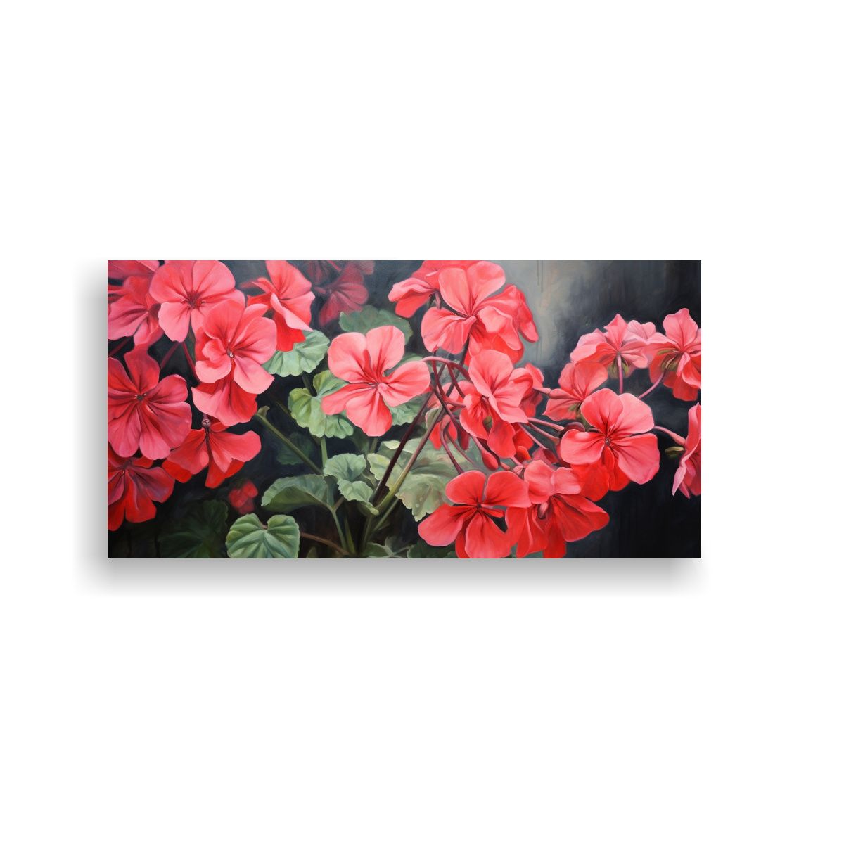 GENERICO - Pintura Abstracta De Geranios En óleo De Alta 80x40 Cm