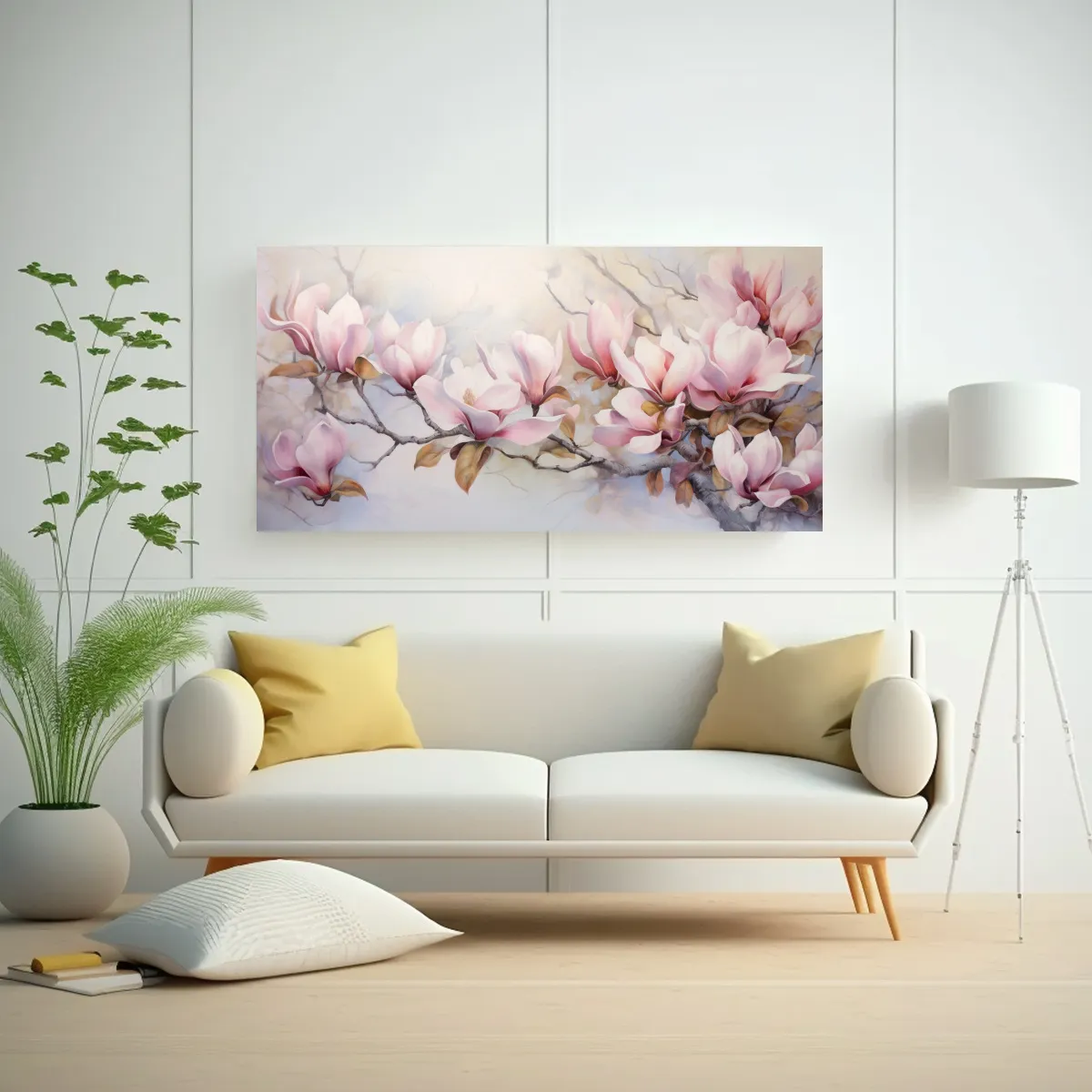 GENERICO - Cuadro Abstracto De Flores Magnolias En Tonos 60x30 Cm