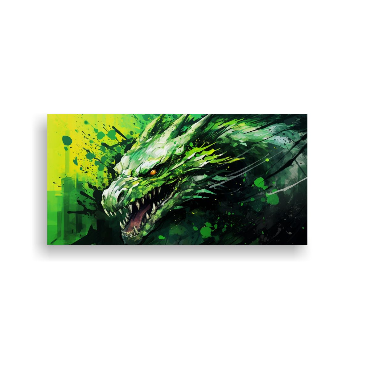 GENERICO - Pintura Lienzo Juvenil Dragón Verde Atmósfera 60x30 Cm