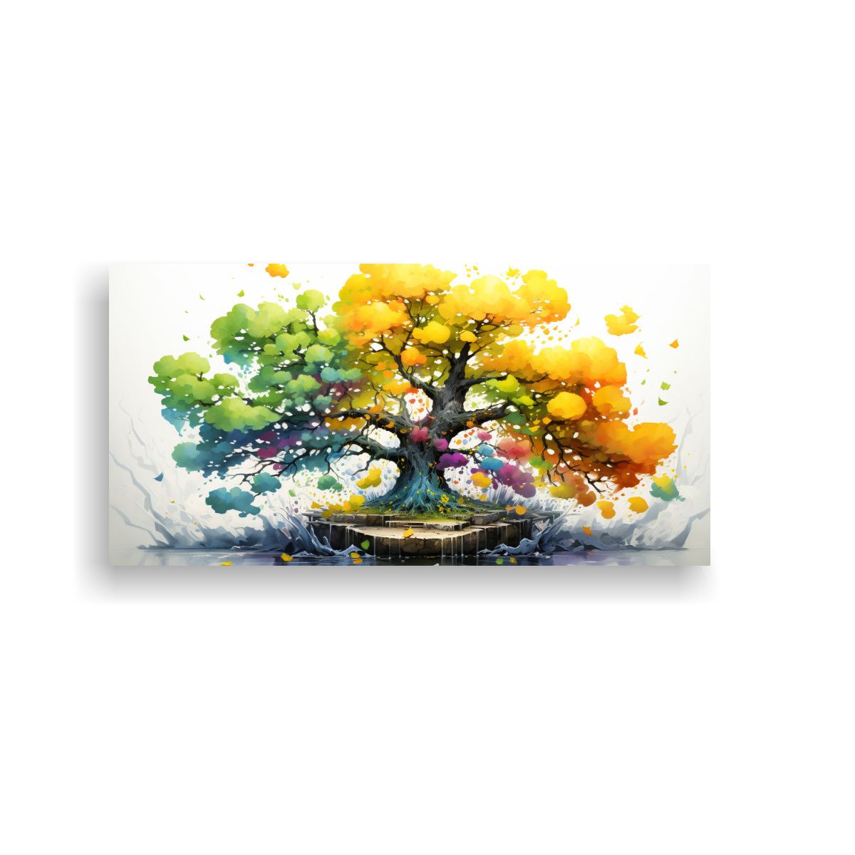 GENERICO - Pintura Abstracta Colores Vibrantes Ginkgo Biloba 100x50 Cm