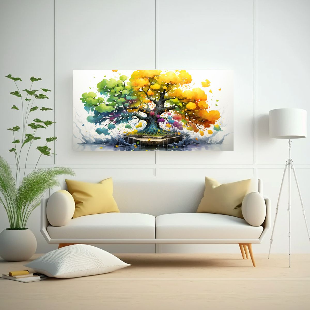 GENERICO - Pintura Abstracta Colores Vibrantes Ginkgo Biloba 100x50 Cm