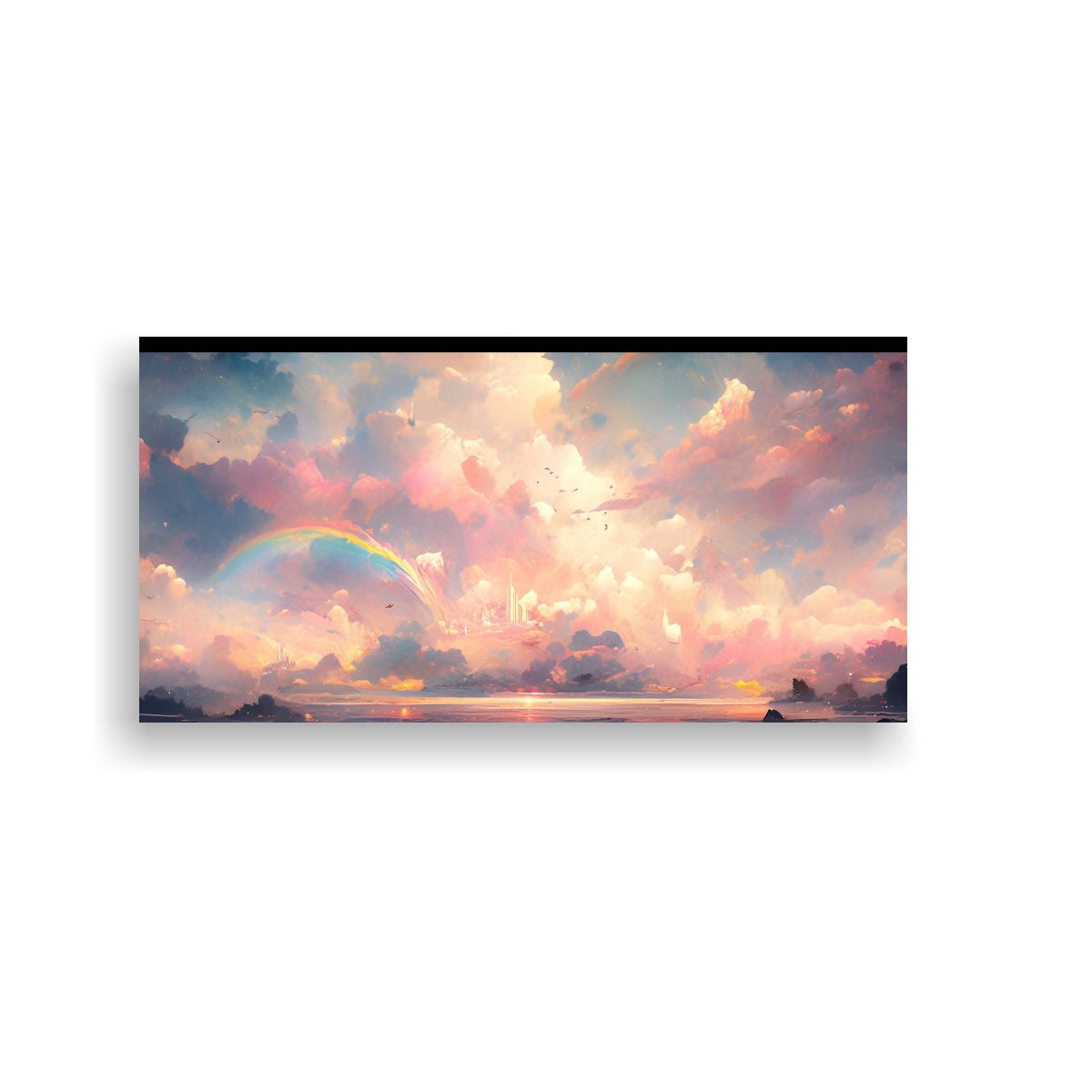 GENERICO - Pintura Abstracta En Lienzo Cielo Y Mar Con 80x40 Cm