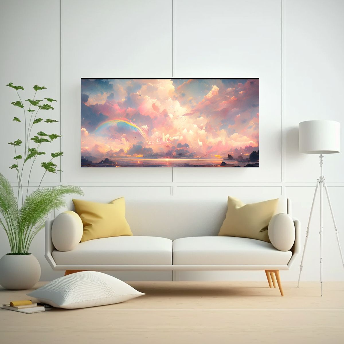 GENERICO - Pintura Abstracta En Lienzo Cielo Y Mar Con 80x40 Cm